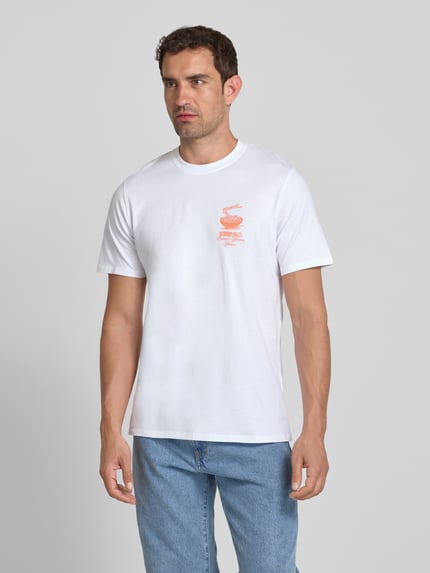 Edwin T-Shirt mit Label-Print Modell 'RAMEN PALACE' Weiss 4