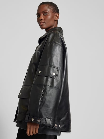 Nanushka Oversized jack in lederlook Zwart - 3