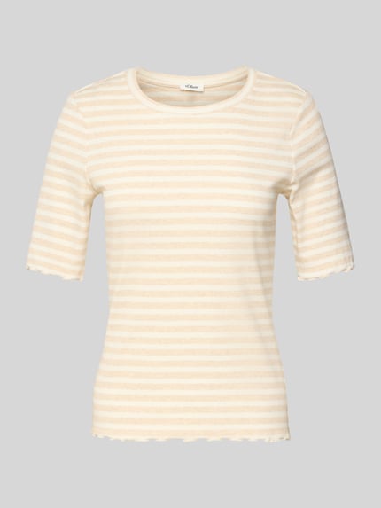 s.Oliver RED LABEL Regular Fit T-Shirt mit Ziersaum Beige 2