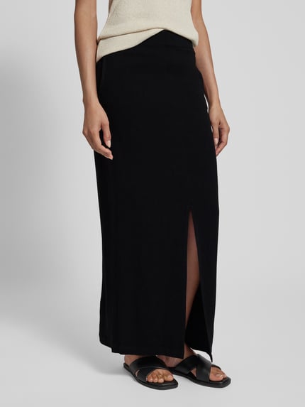 VERO MODA Rechte midirok van een mix van viscose en linnen, model 'VERA' Zwart - 4