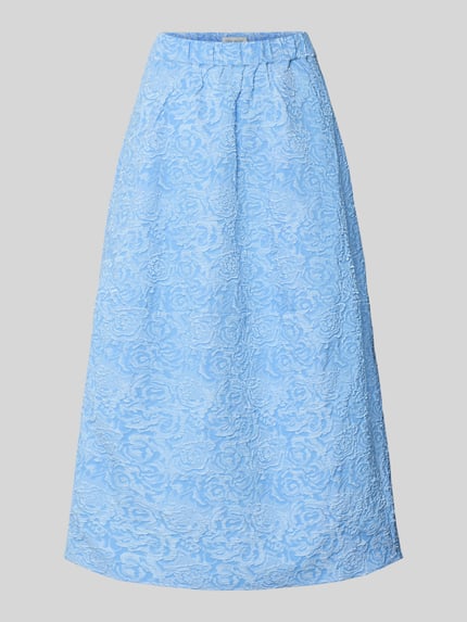 Produktfoto, spódnica midi o linii a z wzorem na całej powierzchni, model 'ROSIE' od Copenhagen Muse, elastyczny pas, szerokość w rozmiarze S: 37 cm, całkowita długość: 82 cm