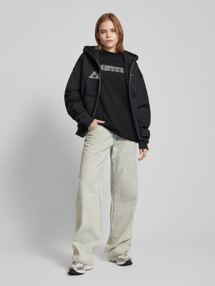 Low Lights Studios Oversized T-shirt met labelprint, model 'LIGHTNING' Zwart - 1