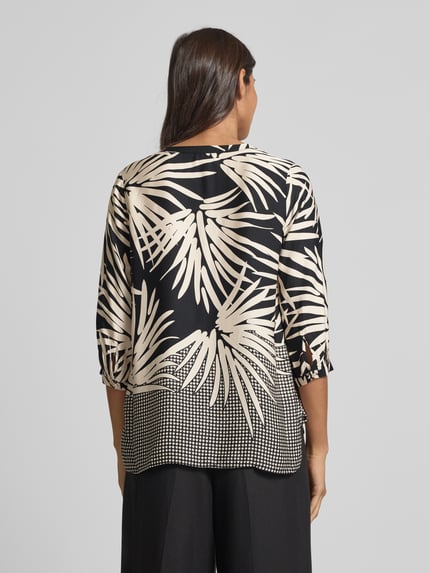 Milano Italy Relaxed Fit Bluse mit Tunikakragen Black 5