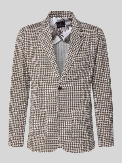Produktfoto, Slim Fit 2-Knopf-Sakko aus Baumwoll-Mix von Zuitable, Allover-Look, Reverskragen, aufgesetzte Taschen, Stretch-Anteil.