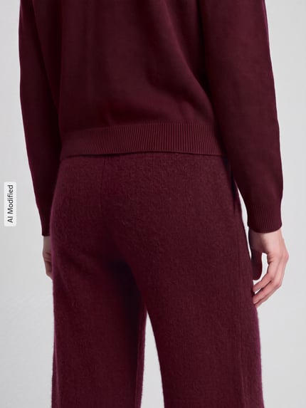 Jake*s Casual Regular Fit Weite Hose aus reinem Kaschmmir Pflaume 3