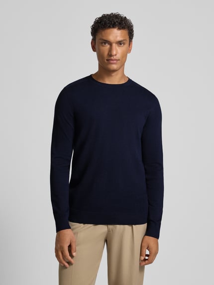 Selected Regular Fit Strickpullover aus reiner Baumwolle Modell 'BERG' Dunkelblau 4