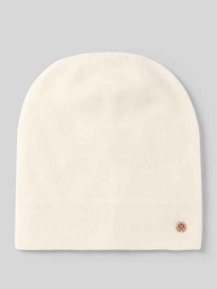 Produktfoto, Beanie aus reinem Kaschmir von FRAAS in Cremeweiß, feine Textur, Aplikacja z metką, Ozdobny szew, czapka beanie, kaszmir
