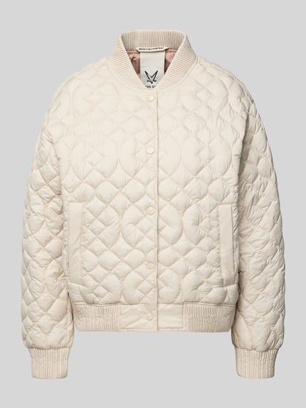 Produktfoto, Jacke mit Stehkragen und Eingrifftaschen von Fuchs Schmitt in Beige mit Steppnähte, Regular Fit, Knopfleiste, strukturierte Oberfläche
