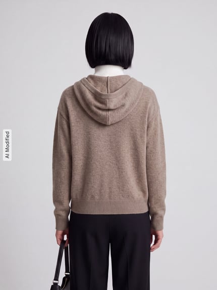 Jake*s Casual Regular fit gebreid jack van puur kasjmier Taupe gemêleerd - 5