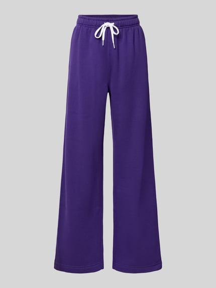 Produktfoto, fioletowe spodnie z szerokimi nogawkami, mieszanka bawełny, wyhaftowane logo, Wide Leg Sweathose aus Baumwoll-Mix mit Logo-Stitching von Polo Ralph Lauren, damskie