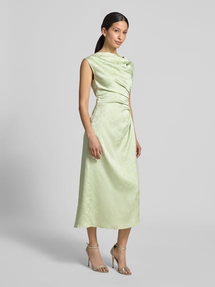 VERO MODA Losvallende midi-jurk met plooien aan de zijkant model 'WINNIE' Groen - 1
