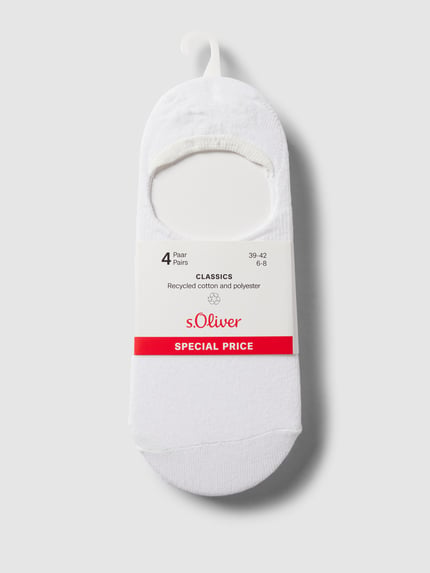 s.Oliver RED LABEL Footies met stretch in een set van 4 Wit - 3