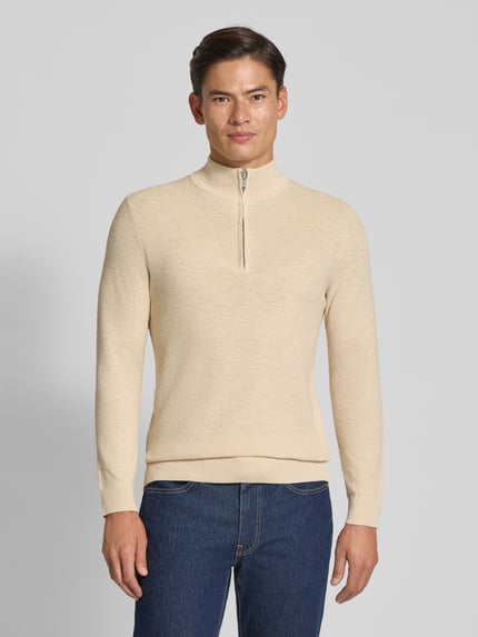Profuomo Gebreide pullover met schipperskraag Offwhite - 4