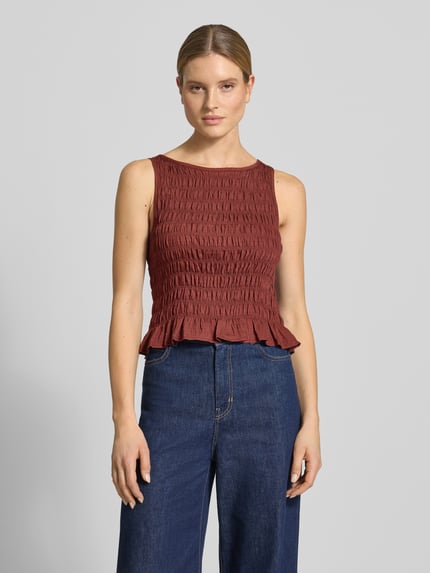 VERO MODA Slim Fit T-Shirt aus Viskose-Mix Modell 'NORI SMOCK' Rostrot 4