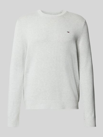 Tommy Jeans Regular Fit Strickpullover aus reiner Baumwolle Hellgrau Melange 2