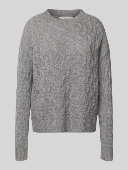 Christian Berg Woman Gebreide pullover van kasjmier met ronde hals Grafiet gemêleerd - 2