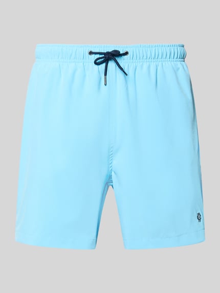 Produktfoto, Badehose mit elastischem Bund und Tunnelzug von MCNEAL in Hellblau, Material-Mix mit Stretch-Anteil, Regular-Fit, Vorderansicht