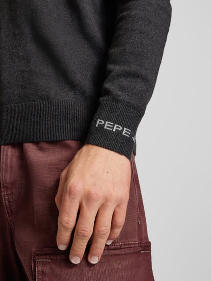 Pepe Jeans Strickpullover aus Baumwoll-Woll-Mix mit Kaschmir-Anteil Modell 'Andre' Anthrazit 3