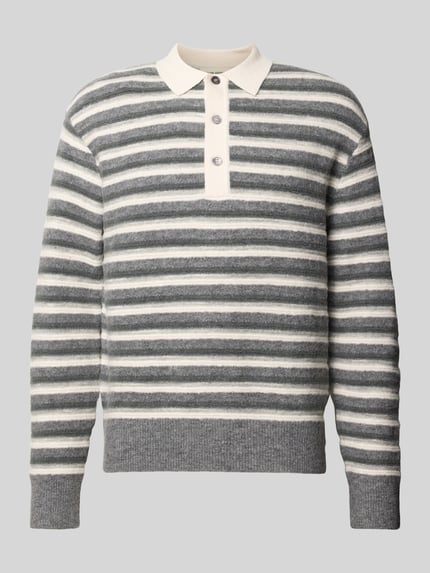 Officine Générale Poloshirt mit kontrastierendem Kragen Hellgrau 2