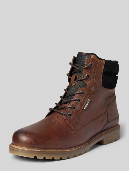 BULLBOXER Schnürstiefel aus Rindsnappa mit Reißverschluss Cognac 1