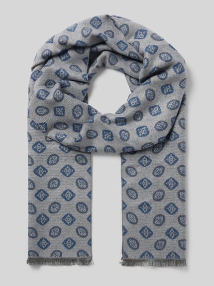 Productfoto, Schal aus reiner Viskose mit Fransen van ROY ROBSON, rechthoekig model, all-over motief, franjes, grijs-blauw, zachte textuur
