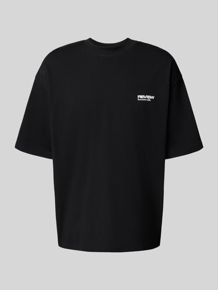 REVIEW T-Shirt mit geripptem Rundhalsausschnitt Black 2