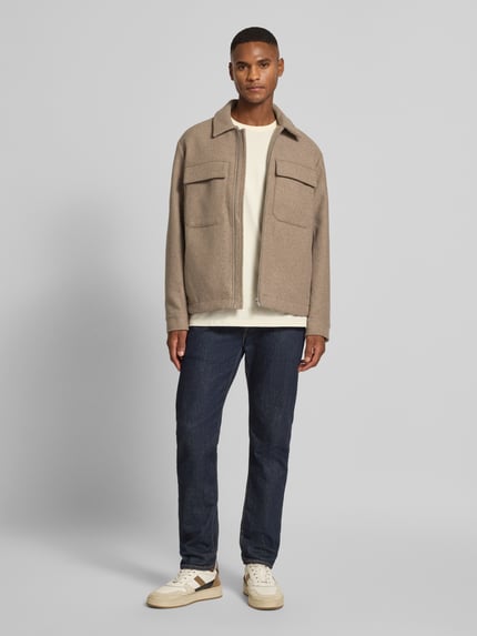 JACK & JONES Premium Hemdjacke mit Brusttaschen Modell 'RUSSEL' Beige 1
