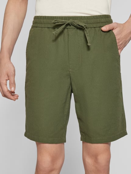 ONLY & SONS Regular Fit Shorts aus Baumwoll-Leinen-Mix Modell 'LINUS' Oliv 3