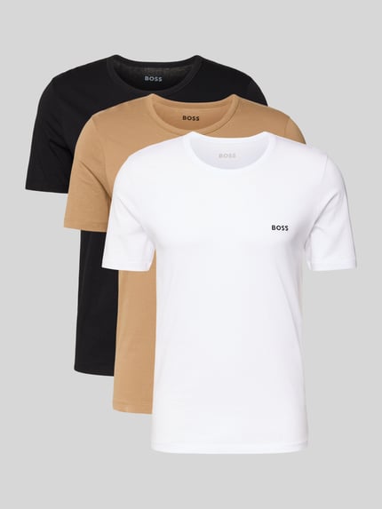 BOSS Regular Fit T-Shirt aus reiner Baumwolle Modell 'CLASSIC' im 3er-Pack Camel 1