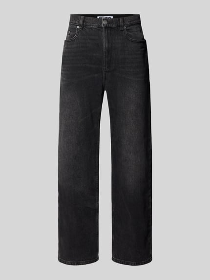 High Waist Baggy Jeans mit Label-Patch Shop The Look MANNEQUINE