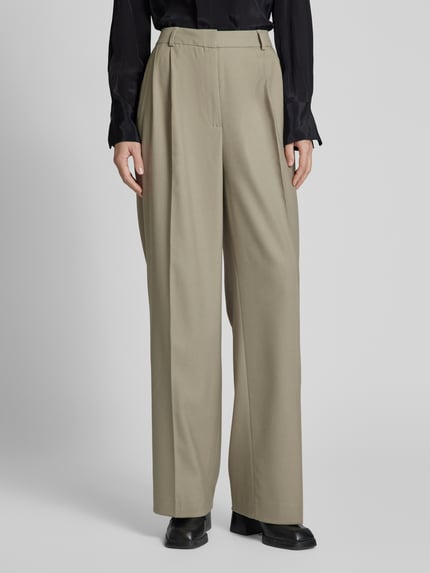 Jake*s Collection Flared Anzughose mit Bundfalten Schilf 4