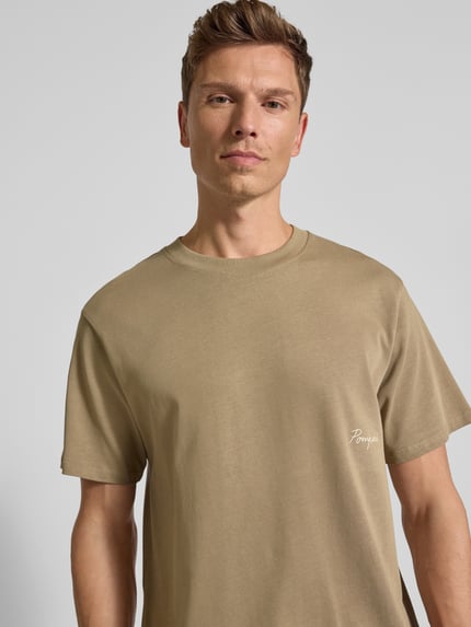 POMPEII BRAND T-shirt z nadrukiem z logo Khaki 3