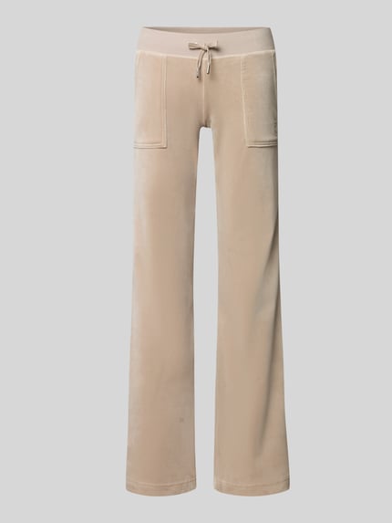 Productfoto, Jogginghose met tunnelkoord model 'LAYLA' van Juicy Couture in effen beige, katoenmix, met koorden en steekzakken