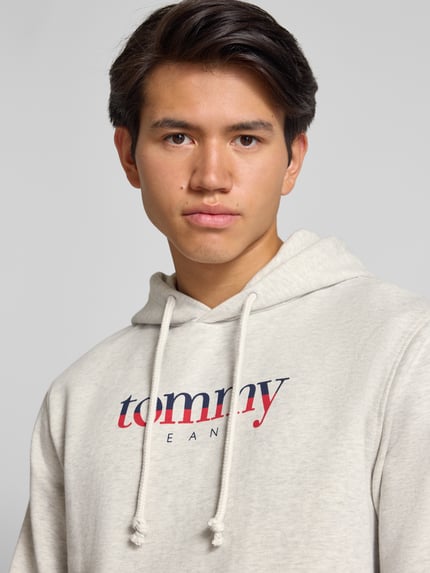 Tommy Jeans Regular Fit Hoodie aus reiner Baumwolle Hellgrau Melange 3