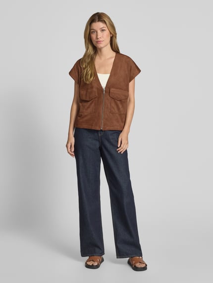 Christian Berg Woman Gilet in leerlook Donkerbruin - 1