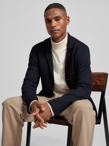 MAERZ Muenchen Strickjacke mit Reverskragen Marine 3