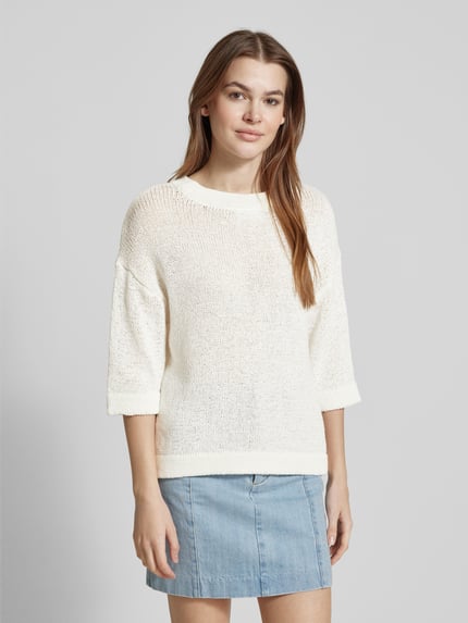 Kaffe Regular Fit Strickpullover mit Rundhalsausschnitt Weiss 4