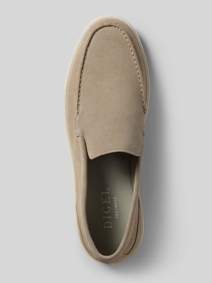 Productfoto, Loafer uit echt leer model 'Summertime' van DIGEL, afgeronde fit, gladde zool, beige tinten, maat 44 hakhoogte 3 cm, schachthoogte 6 cm, schachtwijdte 12 cm, bovenaanzicht