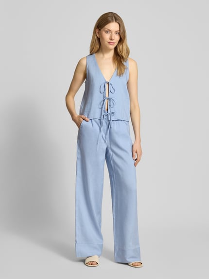 Marella Regular Fit Weste aus Viskose-Leinen-Mix Modell 'ISOLANA' Hellblau 1