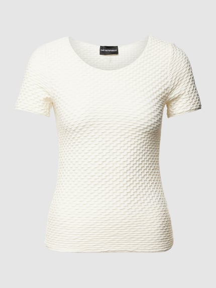 Emporio Armani T-Shirt mit Strukturmuster Weiss 2