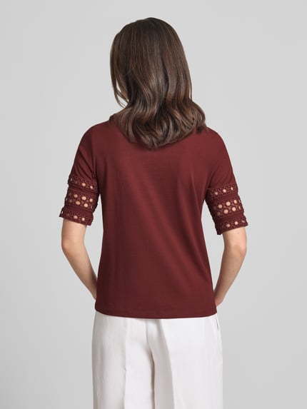 VERO MODA regular fit t-shirt van puur katoen model 'IVACY' Bordeaux - 5