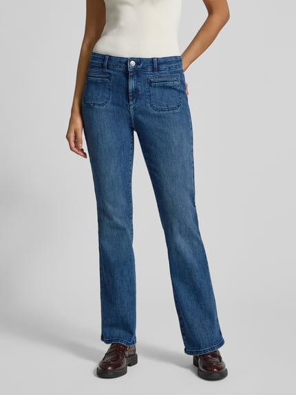 Christian Berg Woman Bootcut fit jeans met riemlussen Marineblauw gemêleerd - 4
