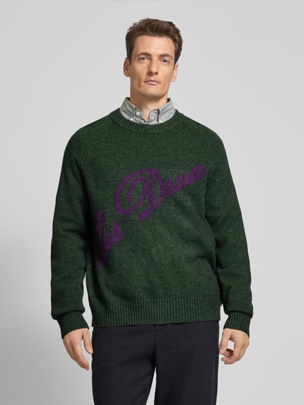 Les Deux Strickpullover mit Label-Print Modell 'Elliot' Khaki 4