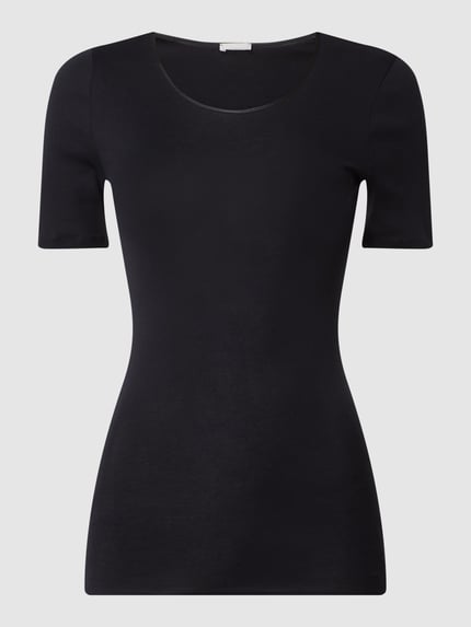 HANRO T-Shirt aus Baumwolle Modell 'Cotton Seamless' Black 2