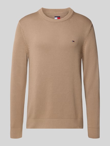 Tommy Jeans Sweter z dzianiny o kroju regular fit z czystej bawełny Beżowy 2