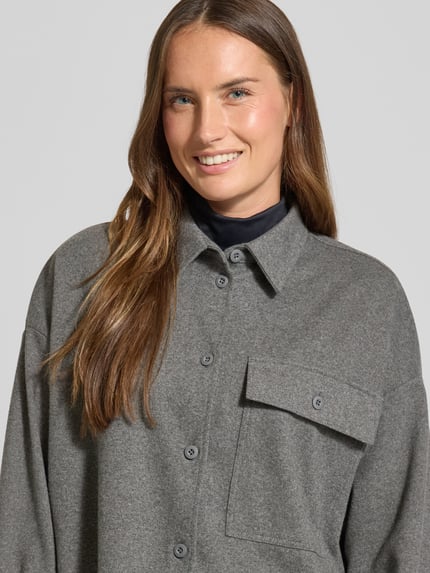 Weekend Max Mara Bluzka koszulowa o kroju oversized z dodatkiem bawełny model ‘NANCY’ Ciemnoszary 3