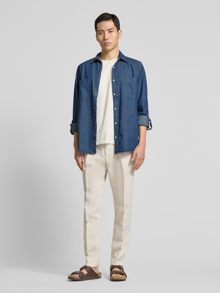 GABBA Koszula jeansowa o kroju regular fit z kieszeniami na piersi model ‘Sven’ Granatowy 1