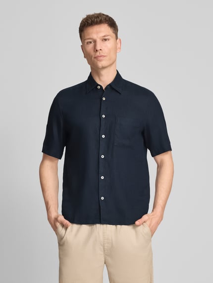 Marc O'Polo regular fit vrijetijdsoverhemd van puur linnen Donkerblauw - 4