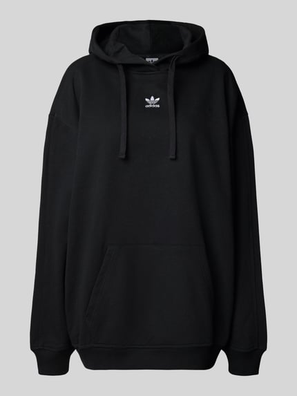 adidas Originals Bluza o kroju relaxed fit z kapturem, wyhaftowanym logo i kieszenią kangurką Czarny 2