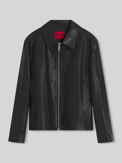 HUGO Regular fit leren jack van echt lamsleer model 'Liro' Zwart - 2